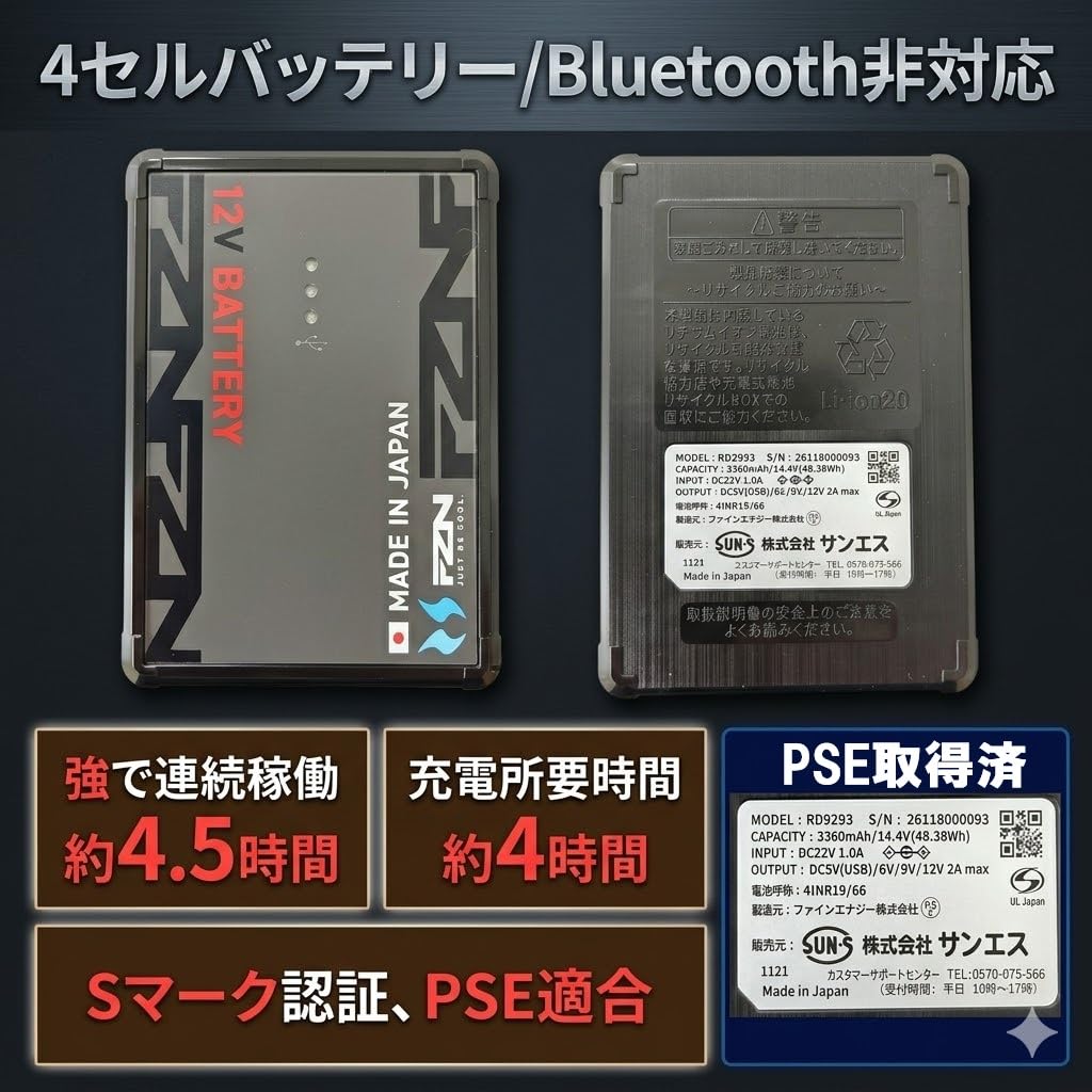Amazon.co.jp: サンエス リチウムイオン12Vバッテリーのみ 空調風神服